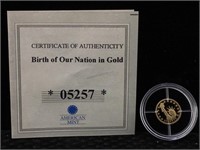 14K Gold Mini Coin in Holder With Info - 0.5g