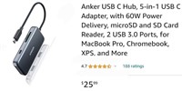 Anker USB C Hub, 5-in-1 USB C Adapter, with 60W Pe