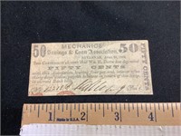 1862 Confederate 50 Cent Note, Georgia