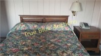 queen bed/headboard dark oak