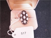 Unmarked silver ring with mother of pearl, size 6