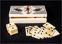 Bone Scrimshaw Playing Cards and Box