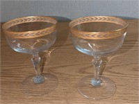 2 Vintage Fostoria Olympic Gold Trim Champagne Gla