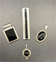 Black Accent Sterling Silver Pendants