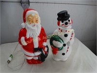 Blowmold Santa & Snowman 13"H