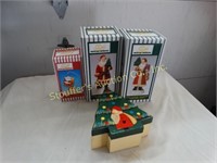 NIB 2 Santa Statues, 1 Santa & sleigh & wooden box