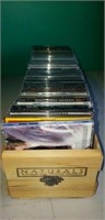 Wooden crate of 47 CDs