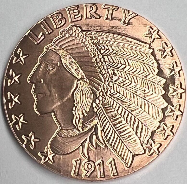 1 Ounce Copper Indian Head Round