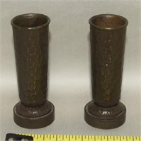 (2) Hammered Bronze Salesman Sample Vases