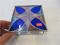 Stain glass jewelery box, 5" sq