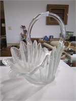 Vintage L.E. Smith Glass Feather Basket