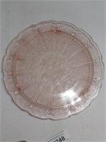 Vintage Pink Depression Cherry Blossom Cake Plate