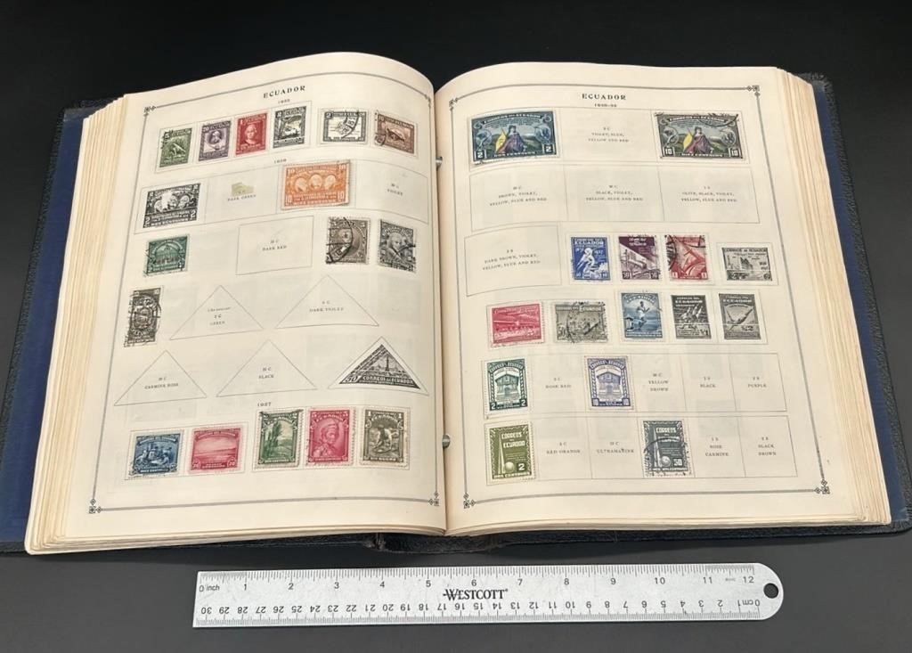Antique International Stamp Album W Stamps