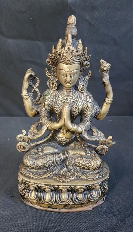 India Brass Buddhism Goddess Statue