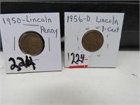 1950 & 1956 D  Lincolon Pennies  G