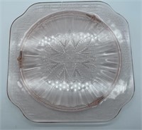 Jeanette Adam Pink Depression Glass Cake Plate