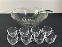 New Martinsville Radiance Clear Punch Bowl Glasses
