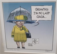 Aislin Queen Elizabeth Lady Gaga Orig. Cartoon
