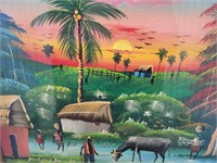 Haitian Tropical Landscape, Oil on Canvas, Signed