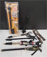 Various Sporting Sticks And Bi-Pod
