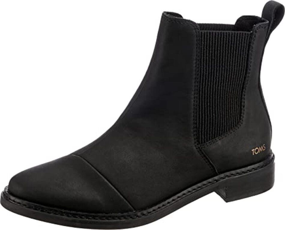 TOMS Women's, Charlie Boot, Black Leather, 12