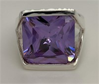 Purple Amethyst Silver Ring