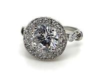 Silver Diamond CZ Engagement Ring