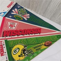 Packers/Brewers/Badgers Pennants VTG