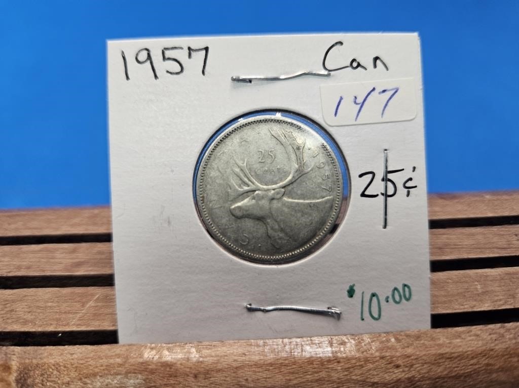 1-1957 SILVER 25 CENT COIN