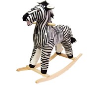 Happy Trails Plush Rocking Zebra, Black/White