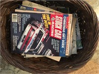 Large Basket w/stock car and other magazines