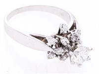 18kt White Gold Diamond Cluster Ring. .39ct Solita