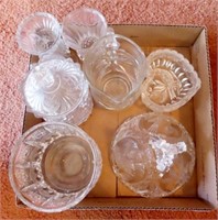 (6) PCS OF CLEAR GLASS-BIRD DISH-PITCHER