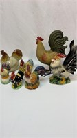 Group of ceramic roosters