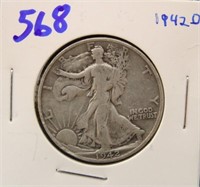 1942 D WALKING LIBERTY HALF DOLLAR COIN