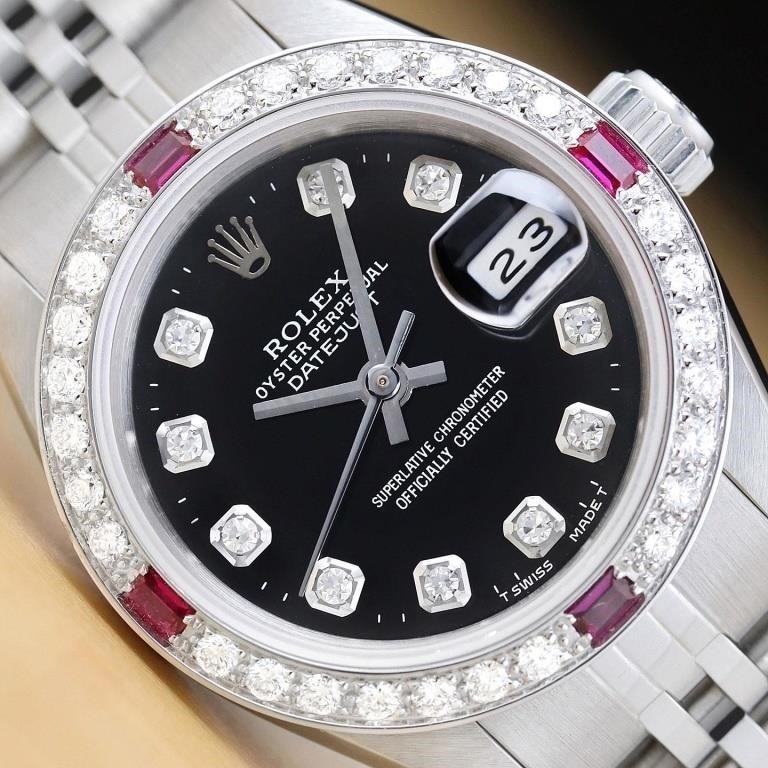 Rolex Ladies Datejust Ruby Diamond Watch