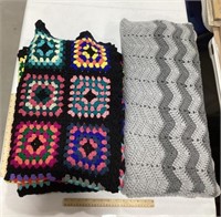 2 Crocheted Throw Blankets