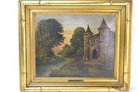 Antique Continental Rose Reynolds Oil on Board