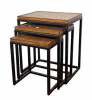 SET OF NESTING TABLES WITH BAMBOO TOPS