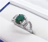 Sterling Silver, Emerald Cubic Zirconia Ring