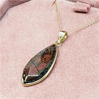 10K Yellow Gold, Canadian Ammolite Necklace