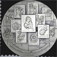 2018Silver Zodiac Monkey Stamp Medallion w coa nib