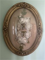 Antique 3-D Frame w/ White Roses is 17x23