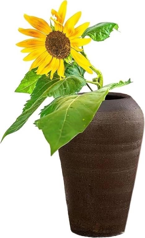 Farmhouse Clay Floor Vase For Flower Large, Rough
