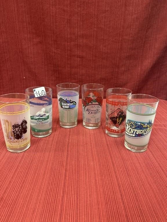 Six Official Kentucky Derby Mint Julep Glasses: