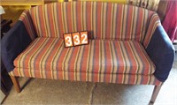 striped upholstered settee 61” (as found)