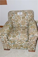 Vintage Upholstered Chair 31" T with Wooden Feet