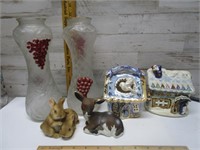 LOT OF RABBITS, VASES, & MORE