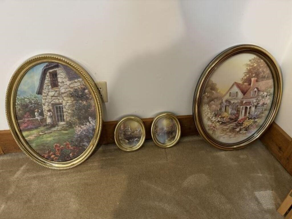 Two large and two small oval shaped pictures