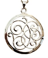 sterling filigree pendant on a sterling chain